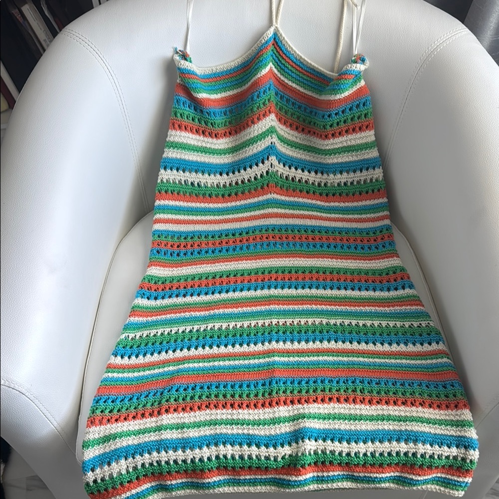Mango Multicolor Striped Crochet Dress - Picture 6 of 10